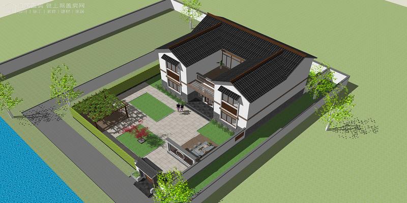 广东新中式宅院,凹型建筑外观你觉得风水如何?