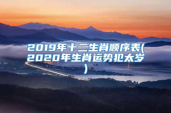 2019年十二生肖顺序表(2020年生肖运势犯太岁)