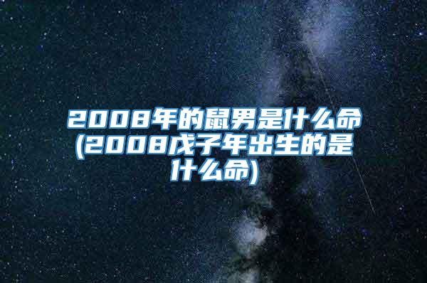 2008年的鼠男是什么命(2008戊子年出生的是什么命)