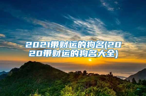 2021带财运的狗名(2020带财运的狗名大全)