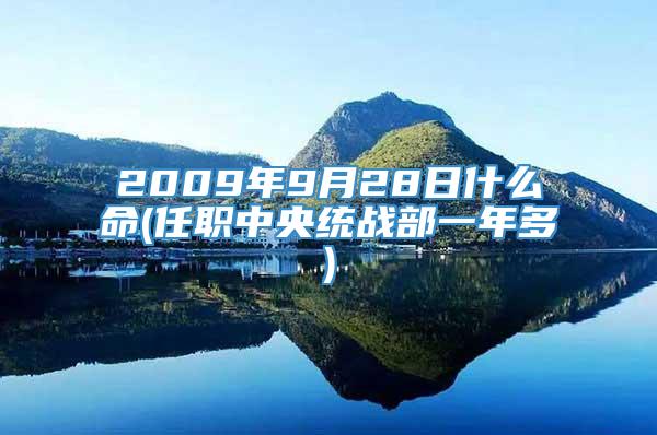 2009年9月28日什么命(任职中央统战部一年多)