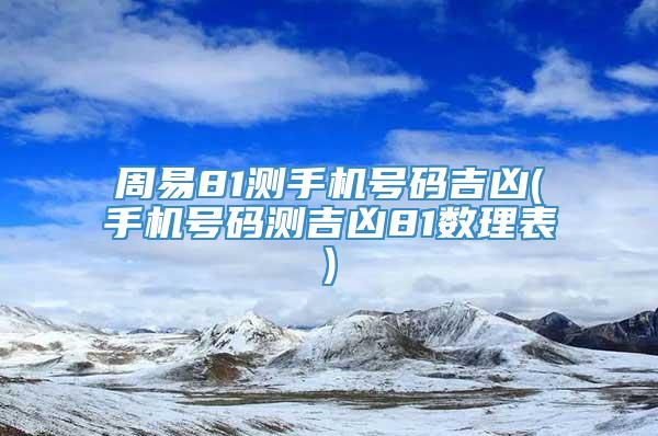 周易81测手机号码吉凶(手机号码测吉凶81数理表)