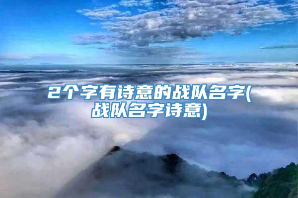 2个字有诗意的战队名字(战队名字诗意)