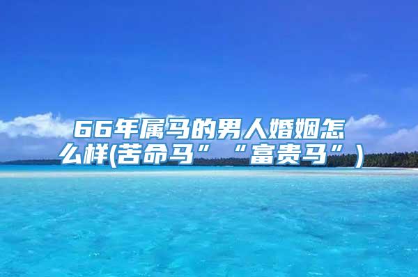66年属马的男人婚姻怎么样(苦命马”“富贵马”)