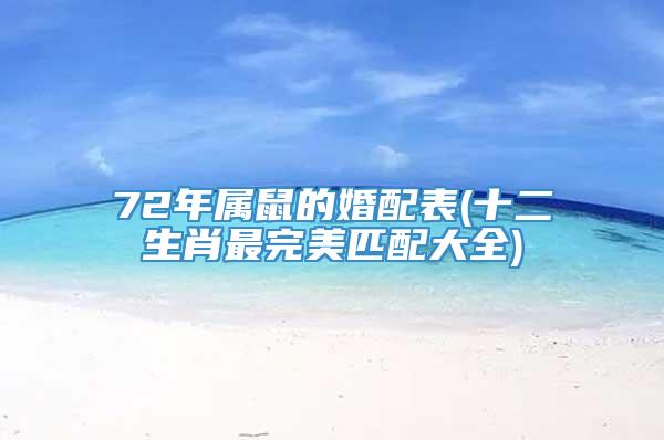 72年属鼠的婚配表(十二生肖最完美匹配大全)