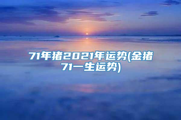 71年猪2021年运势(金猪71一生运势)