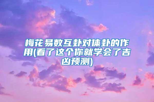 梅花易数互卦对体卦的作用(看了这个你就学会了吉凶预测)