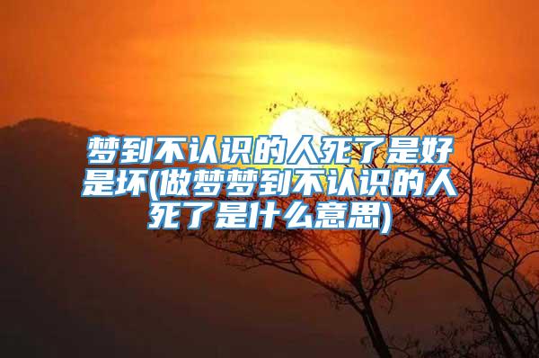 梦到不认识的人死了是好是坏(做梦梦到不认识的人死了是什么意思)