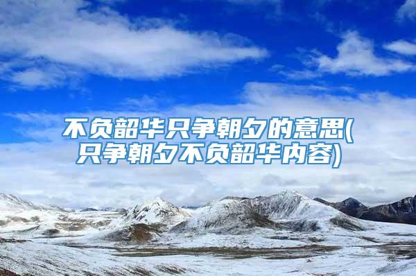 不负韶华只争朝夕的意思(只争朝夕不负韶华内容)