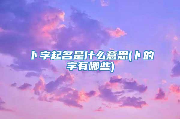 卜字起名是什么意思(卜的字有哪些)