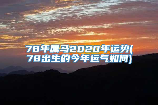 78年属马2020年运势(78出生的今年运气如何)