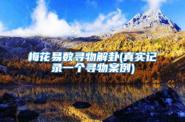 梅花易数寻物解卦(真实记录一个寻物案例)