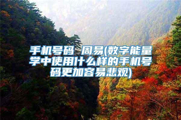 手机号码 周易(数字能量学中使用什么样的手机号码更加容易悲观)