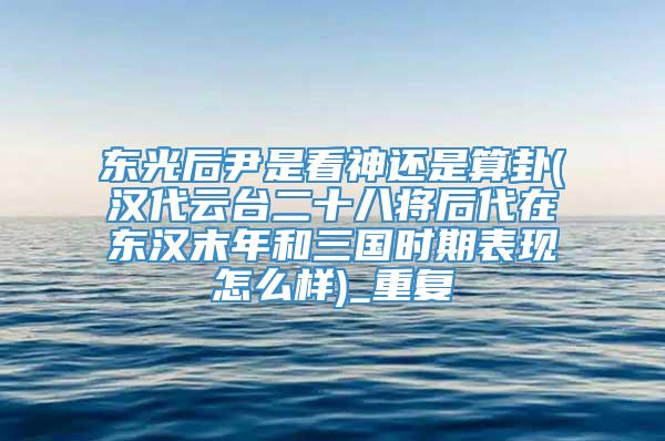 东光后尹是看神还是算卦(汉代云台二十八将后代在东汉末年和三国时期表现怎么样)_重复
