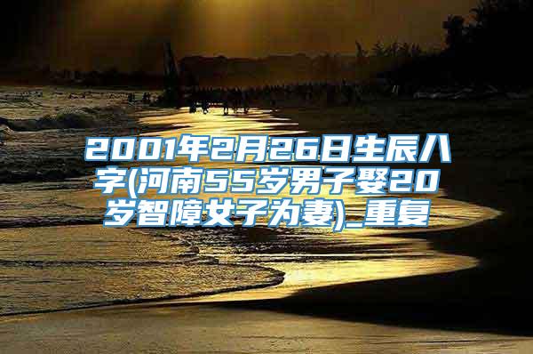 2001年2月26日生辰八字(河南55岁男子娶20岁智障女子为妻)_重复