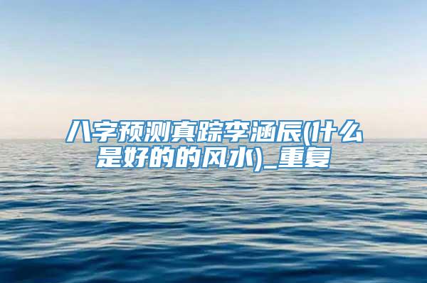 八字预测真踪李涵辰(什么是好的的风水)_重复