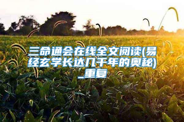 三命通会在线全文阅读(易经玄学长达几千年的奥秘)_重复