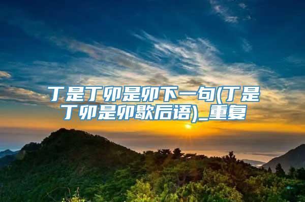 丁是丁卯是卯下一句(丁是丁卯是卯歇后语)_重复