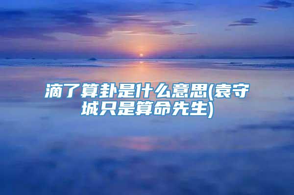 滴了算卦是什么意思(袁守城只是算命先生)