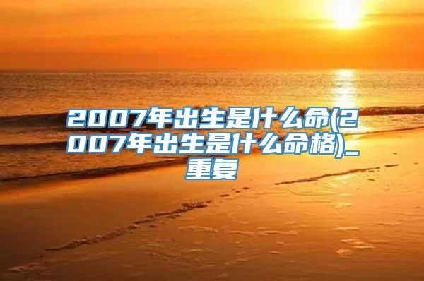 2007年出生是什么命(2007年出生是什么命格)_重复