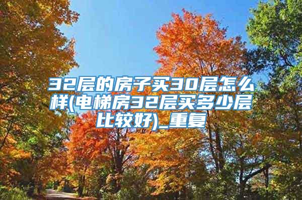 32层的房子买30层怎么样(电梯房32层买多少层比较好)_重复