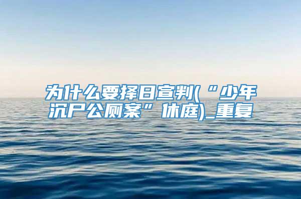 为什么要择日宣判(“少年沉尸公厕案”休庭)_重复