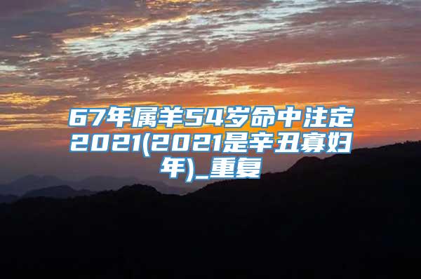 67年属羊54岁命中注定2021(2021是辛丑寡妇年)_重复