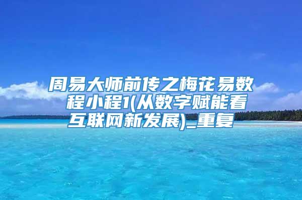 周易大师前传之梅花易数 程小程1(从数字赋能看互联网新发展)_重复