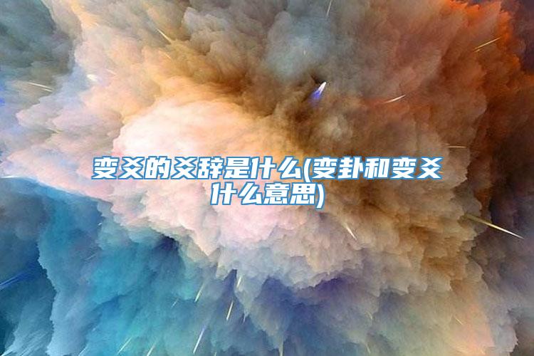 变爻的爻辞是什么(变卦和变爻什么意思)