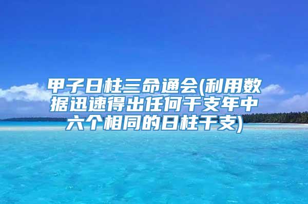 甲子日柱三命通会(利用数据迅速得出任何干支年中六个相同的日柱干支)