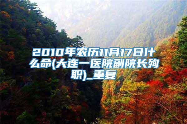 2010年农历11月17日什么命(大连一医院副院长殉职)_重复