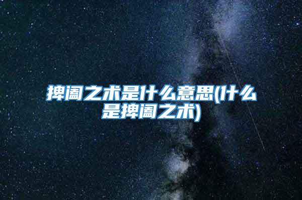 捭阖之术是什么意思(什么是捭阖之术)