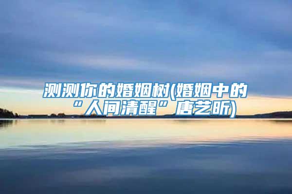 测测你的婚姻树(婚姻中的“人间清醒”唐艺昕)