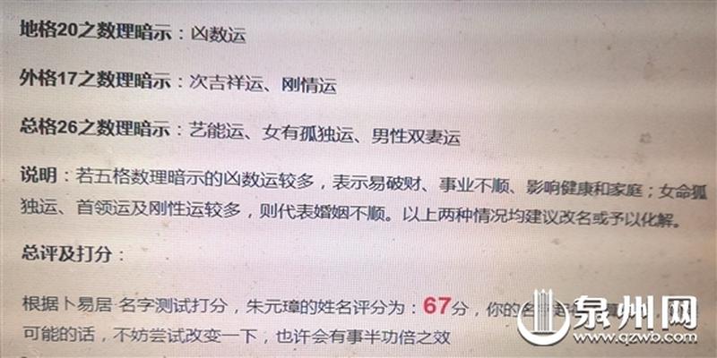 姓名测分高等于“命好”?“马云”刚过及格线