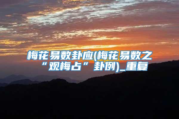 梅花易数卦应(梅花易数之“观梅占”卦例)_重复