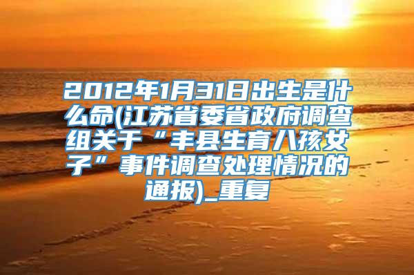 2012年1月31日出生是什么命(江苏省委省政府调查组关于“丰县生育八孩女子”事件调查处理情况的通报)_重复