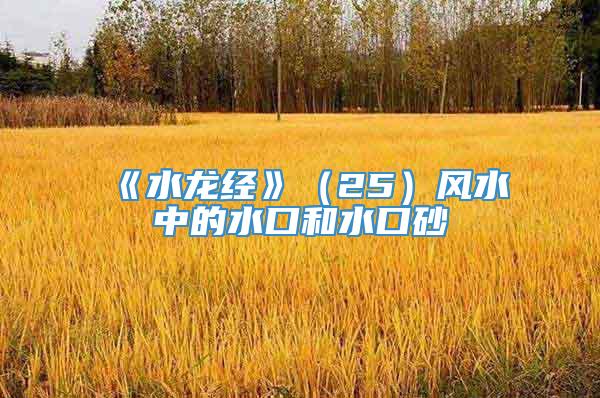 《水龙经》（25）风水中的水口和水口砂