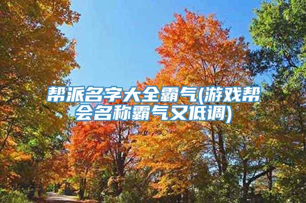 帮派名字大全霸气(游戏帮会名称霸气又低调)