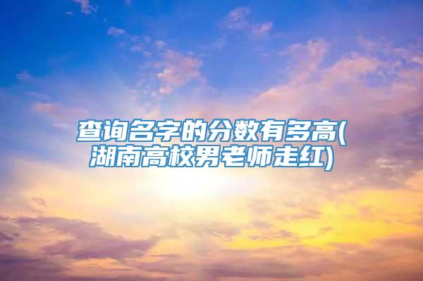 查询名字的分数有多高(湖南高校男老师走红)