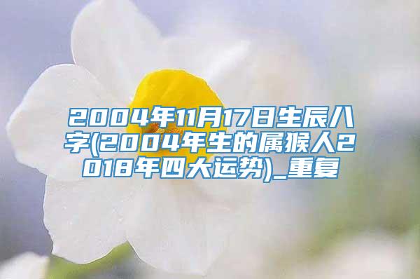 2004年11月17日生辰八字(2004年生的属猴人2018年四大运势)_重复