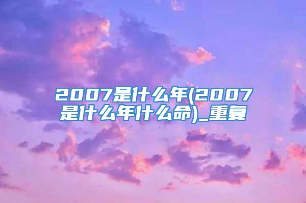 2007是什么年(2007是什么年什么命)_重复