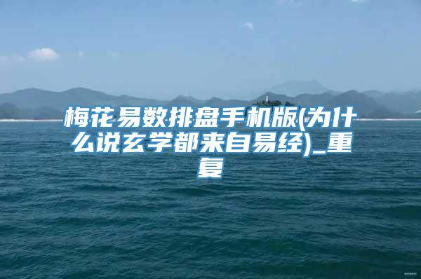 梅花易数排盘手机版(为什么说玄学都来自易经)_重复