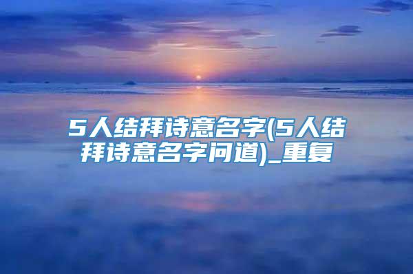 5人结拜诗意名字(5人结拜诗意名字问道)_重复