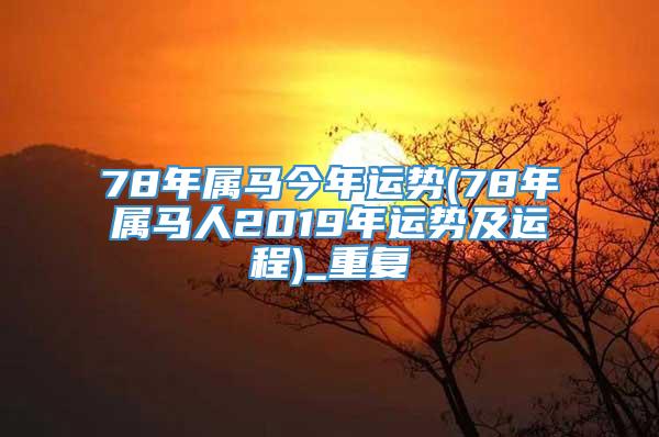 78年属马今年运势(78年属马人2019年运势及运程)_重复