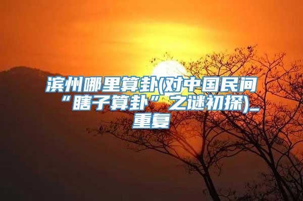 滨州哪里算卦(对中国民间“瞎子算卦”之谜初探)_重复