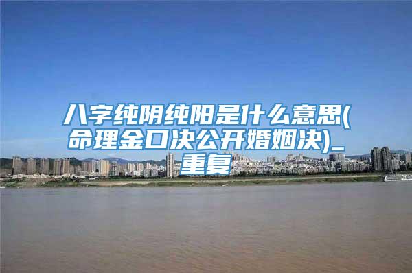 八字纯阴纯阳是什么意思(命理金口决公开婚姻决)_重复