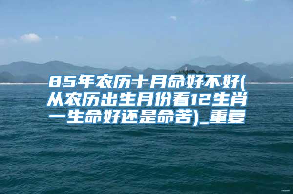 85年农历十月命好不好(从农历出生月份看12生肖一生命好还是命苦)_重复