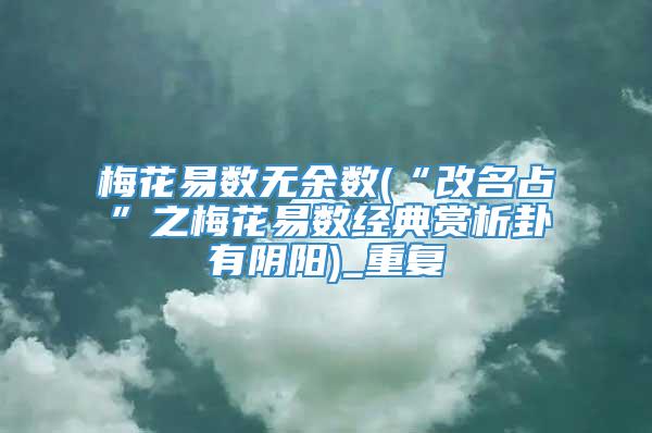 梅花易数无余数(“改名占”之梅花易数经典赏析卦有阴阳)_重复