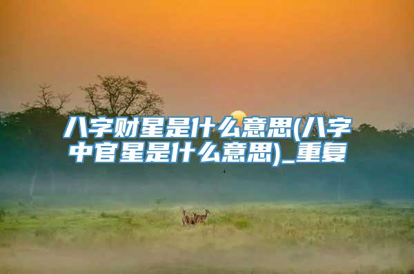 八字财星是什么意思(八字中官星是什么意思)_重复