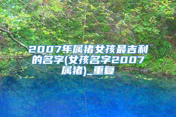 2007年属猪女孩最吉利的名字(女孩名字2007属猪)_重复